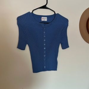 Compania Fantastical Ribbed Short Sleeve Sweater Top